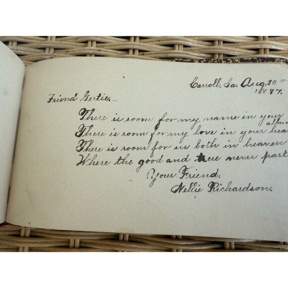 Antique 1880s Autograph Book Carroll Iowa Some Signed Pages - Picture 7 of 16